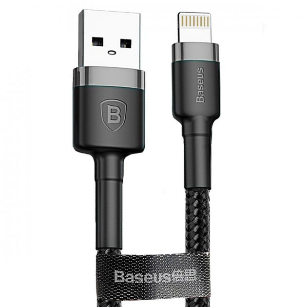 Кабель Baseus Cafule Lightning 1.5A (2m) (сірий/чорний)