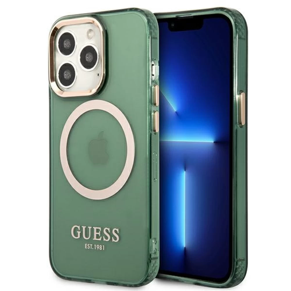 Чохол Guess Magsafe Case With Translucent Gold Outline For iPhone 14 Pro Max Khaki