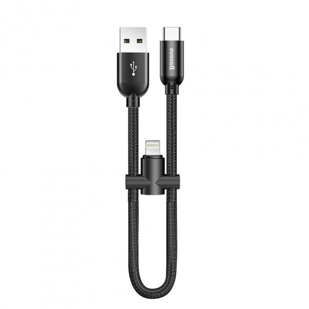 Кабель Baseus 2 in 1 U-shaped Type-C + Lightning 2.4A/0.23m Black