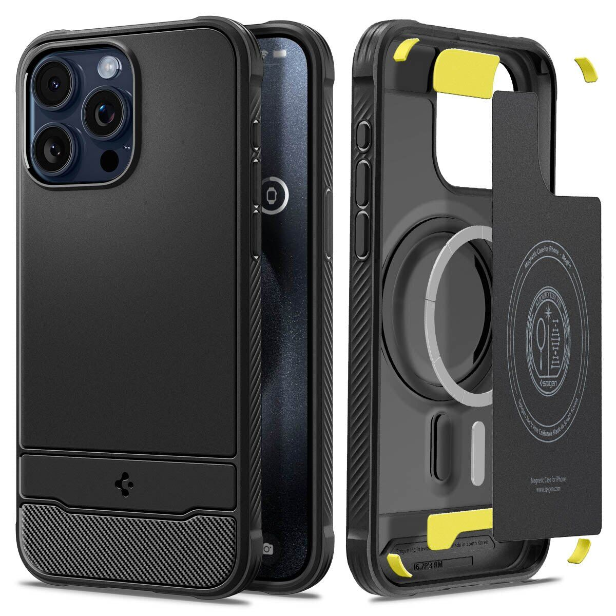 Чохол Spigen для iPhone 15 Pro Max, Rugged Armor MagFit, Matte Black