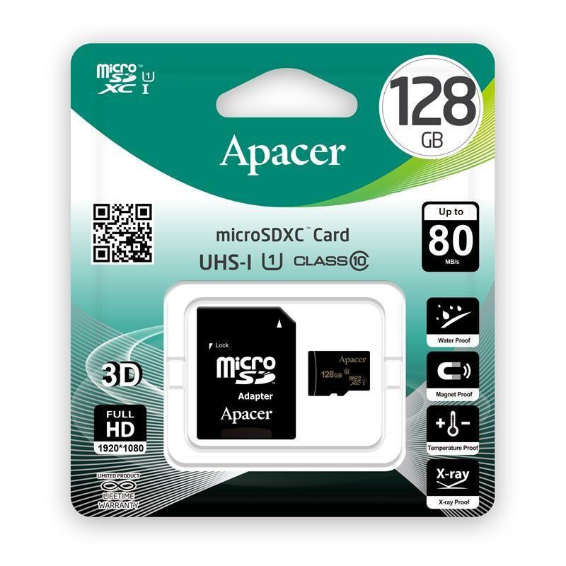 Карта пам`яті Apacer microSDXC 128Gb UHS-I U1+ Adapter