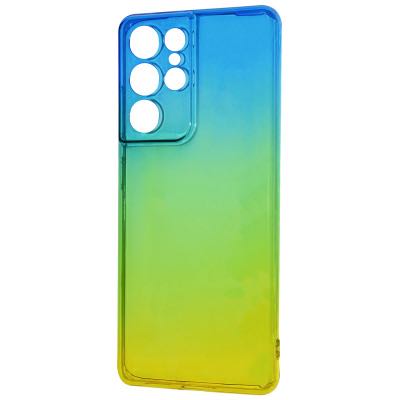 Чохол Силікон 0.5 mm Gradient Design Samsung Galaxy S21 Ultra (G998B) (синій/жовтий)