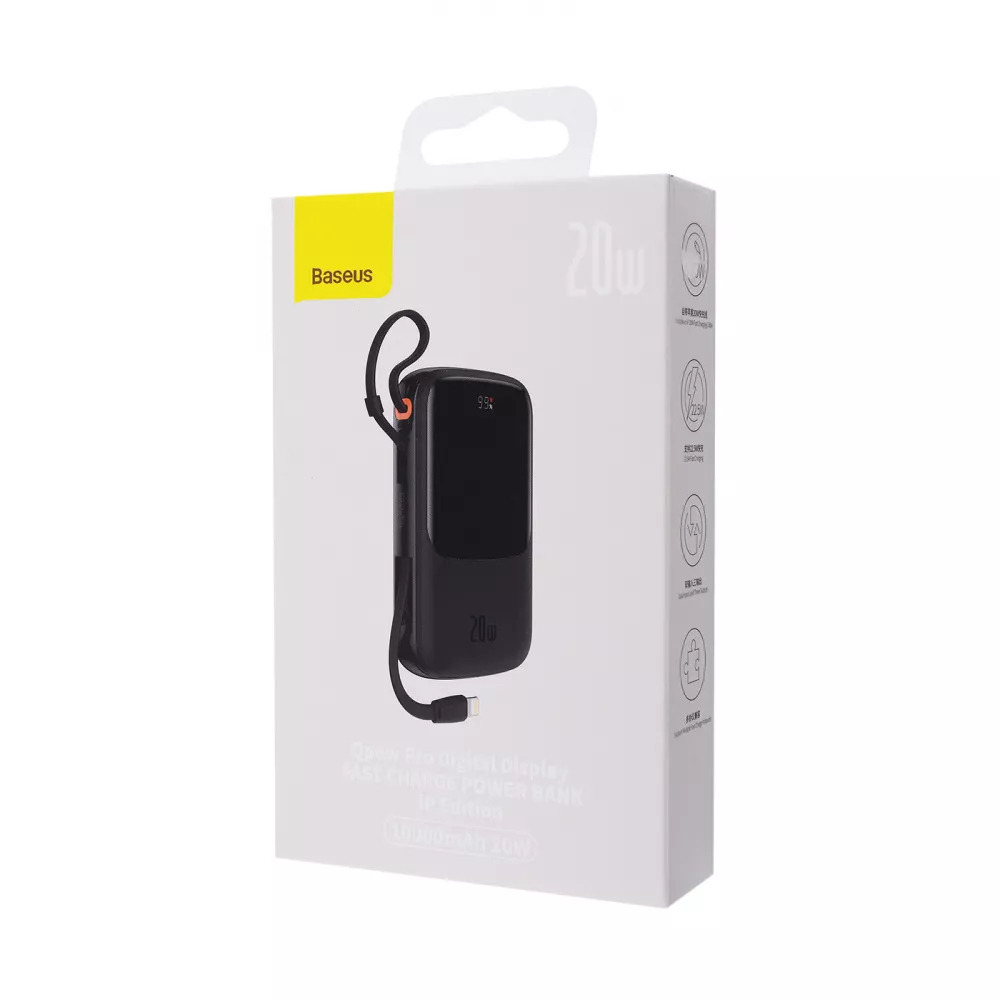 Портативна Батарея Baseus Qpow Pro 20W 10000 mAh (With Lightning Cable) (чорний)