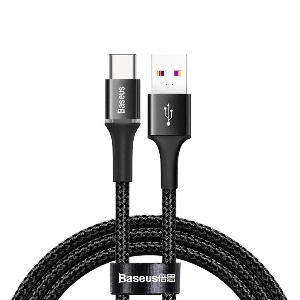 Кабель Baseus Type-C HW flash charge cable halo| 1M, 5A, 40W, (black)