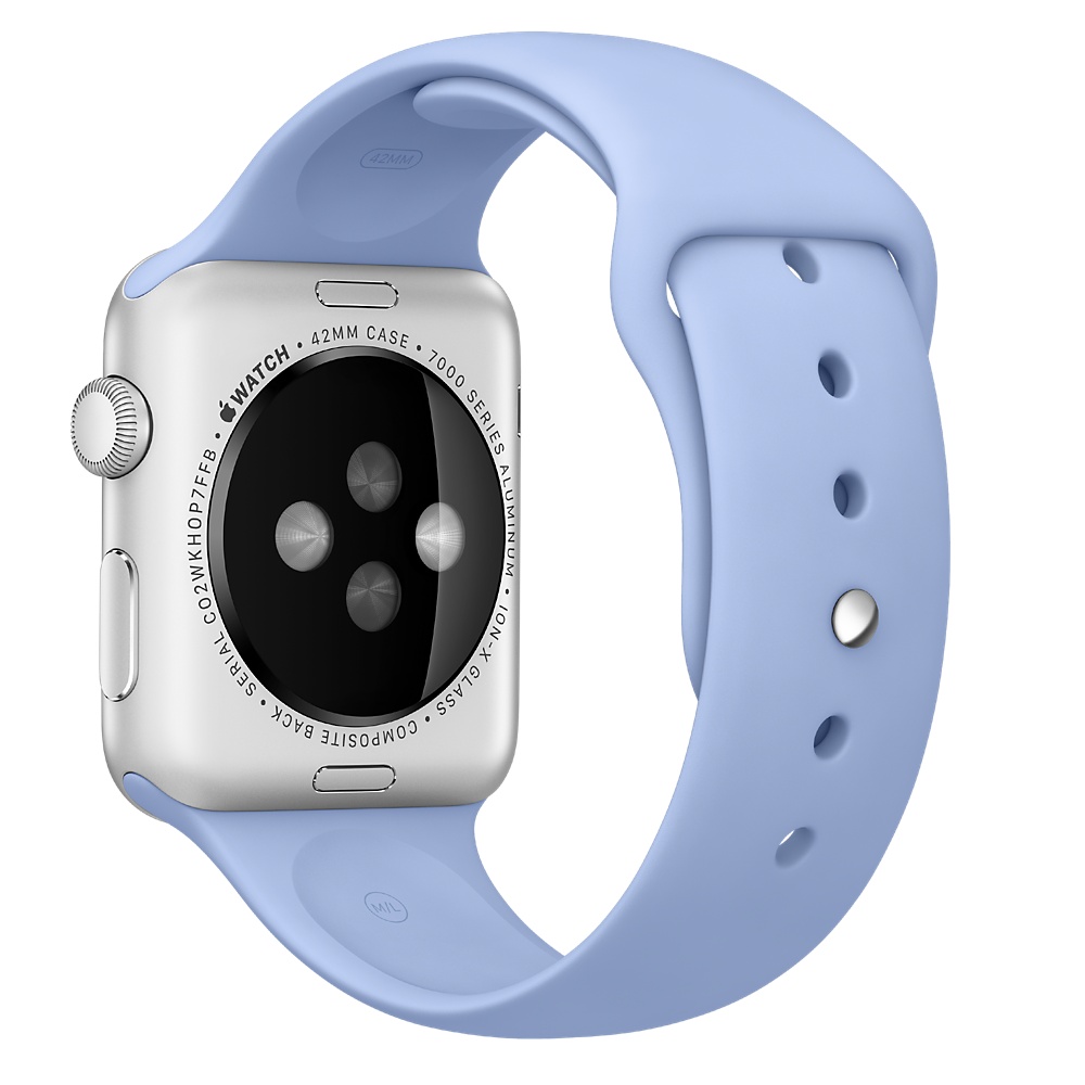 Силіконовий Ремінець для Apple Watch Sport Band 42/44mm (S/M & M/L) - (Блакитний / Lilac Blue)