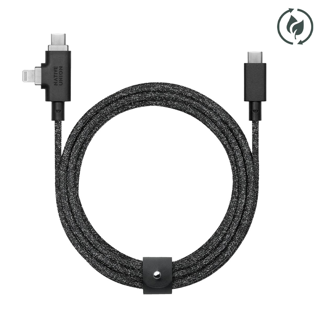 Кабель Native Union Belt Cable Duo Pro 240W USB-C to USB-C & Lightning Cosmos Black (2.4 m)