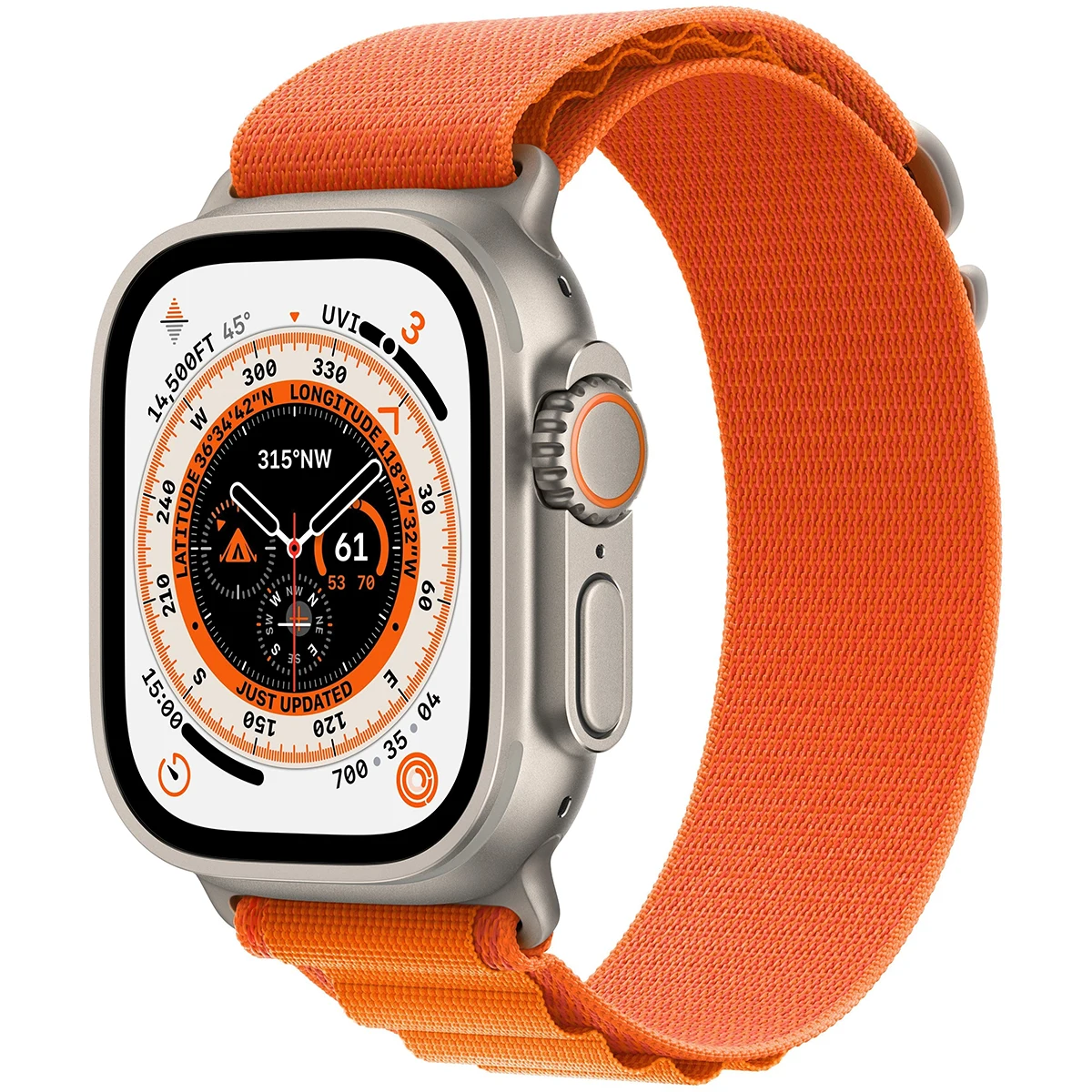 Смарт годинник Apple Watch Ultra GPS+Cellular, 49mm Titanium Case with Orange Alpine Loop Small