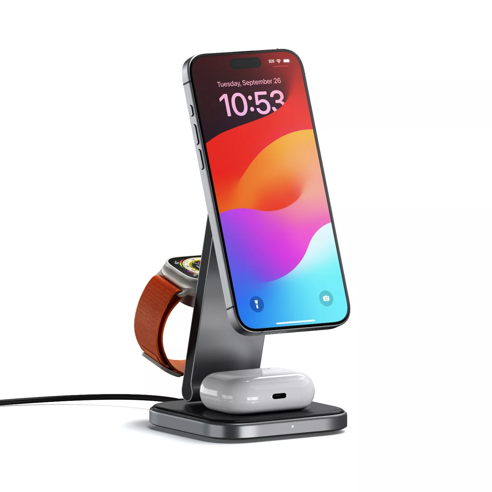 Бездротовий ЗП Satechi 3-in-1 Foldable Qi2 Wireless Charging Stand Space Gray (ST-Q31FM-EA)