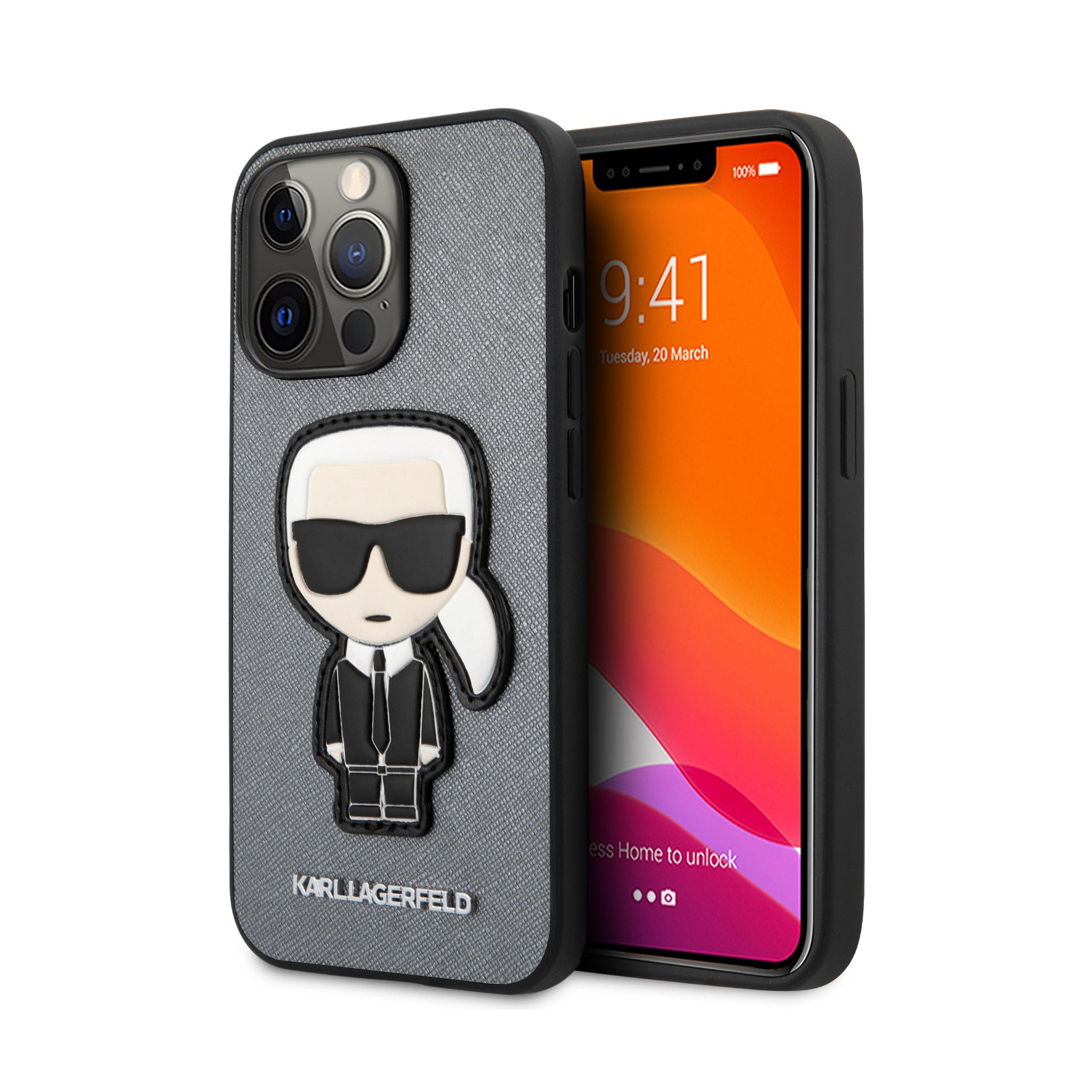 Чохол Karl Lagerfeld PU Saffiano Case With Ikonik Patch And Metal Logo For iPhone 13 Pro Grey