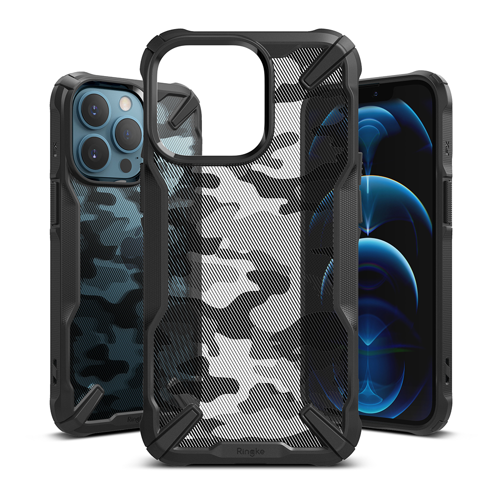 Чохол Ringke Fusion-X Design Camo для iPhone 13 Pro Black (Камуфляж Чорний)