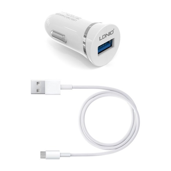 АЗП LDNIO (2.1A) White + MicroUSB Cable (DL-C12)