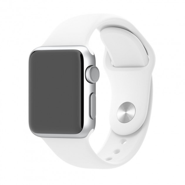 Силіконовий Ремінець для Apple Watch Sport Band 38/40mm (S/M & M/L) - (Білий / White)