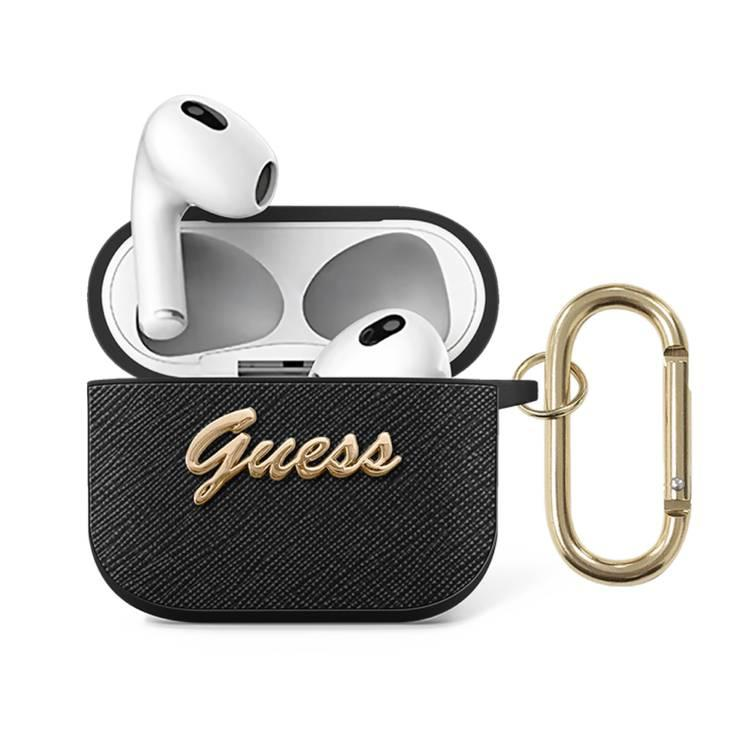 Чохол Guess PU Saffiano Case with Script Metal Logo for Airpods 3 Black