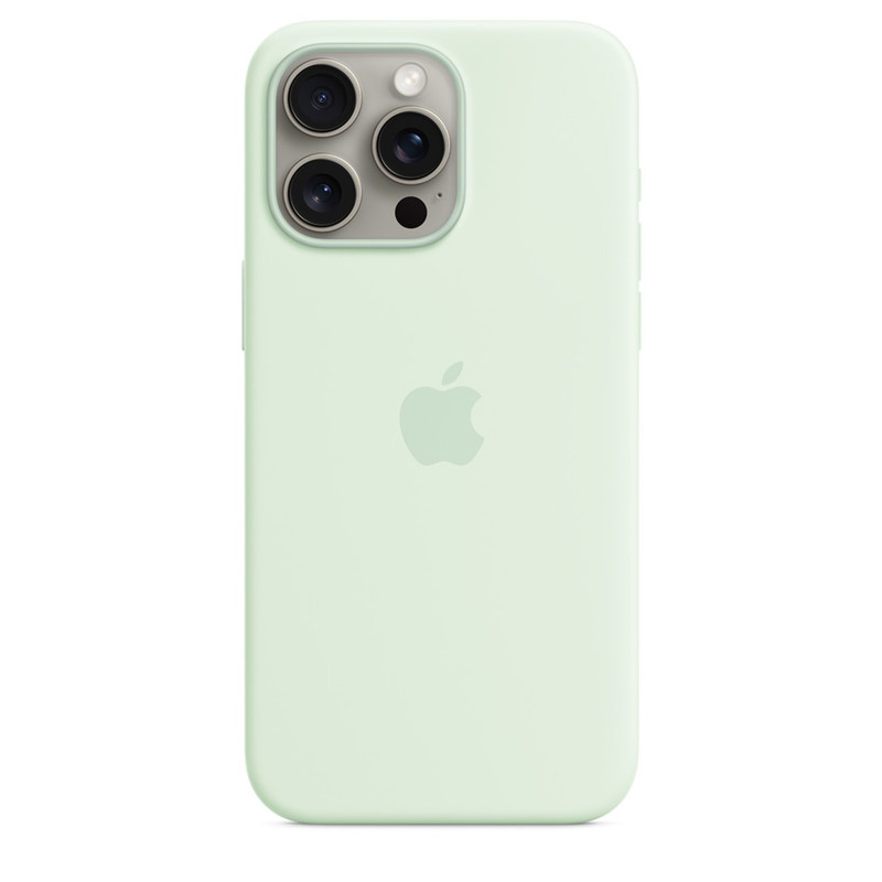 Чохол Silicone Case with MagSafe for iPhone 15 Pro Max, Soft Mint (OEM)