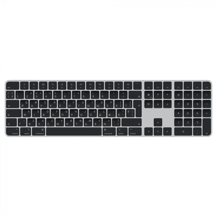 Клавіатура Apple Magic Keyboard with Touch ID та цифровою панеллю, Black Keys Ukrainian (MMMR3UA/A)