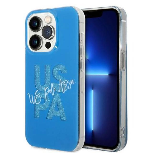 Чохол U.S.Polo Assn. IML Glitter Script Hard Case for iPhone 14 Pro Blue