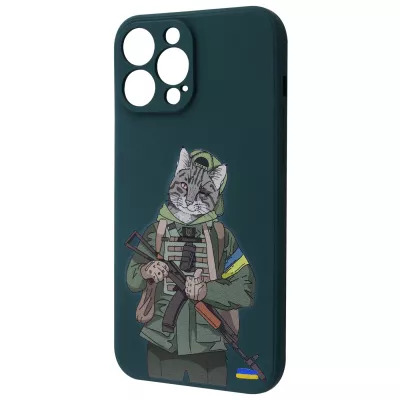 Чохол WAVE Ukraine Edition Case iPhone 13 Pro (військовий кіт зелений)