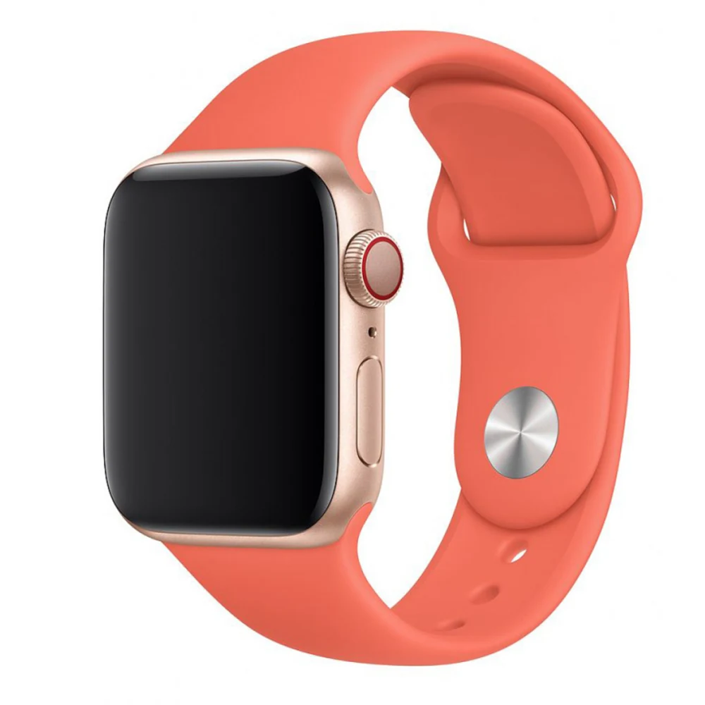 Силіконовий Ремінець для Apple Watch Sport Band 42/44/45/49mm (S/M&M/L) - (Помаранчевий/Apricot)