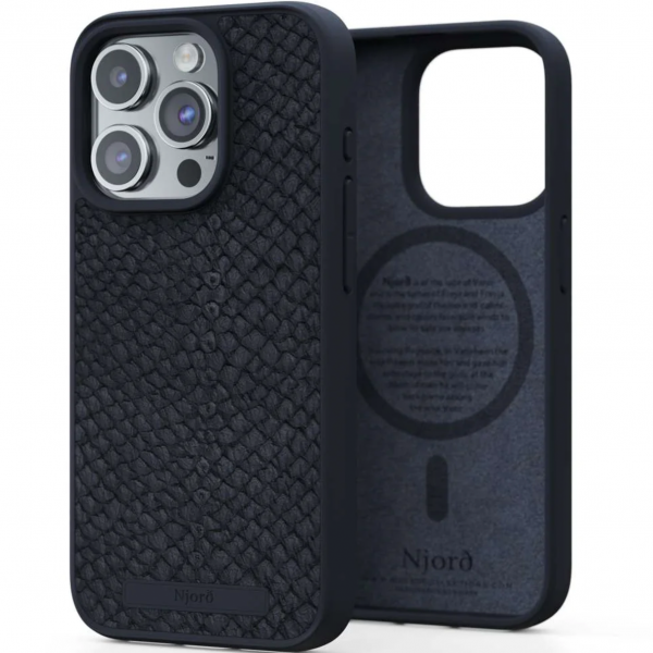 Чохол Njord Salmon Leather MagSafe Case Black for iPhone 15 Pro Max (NA54SL00)