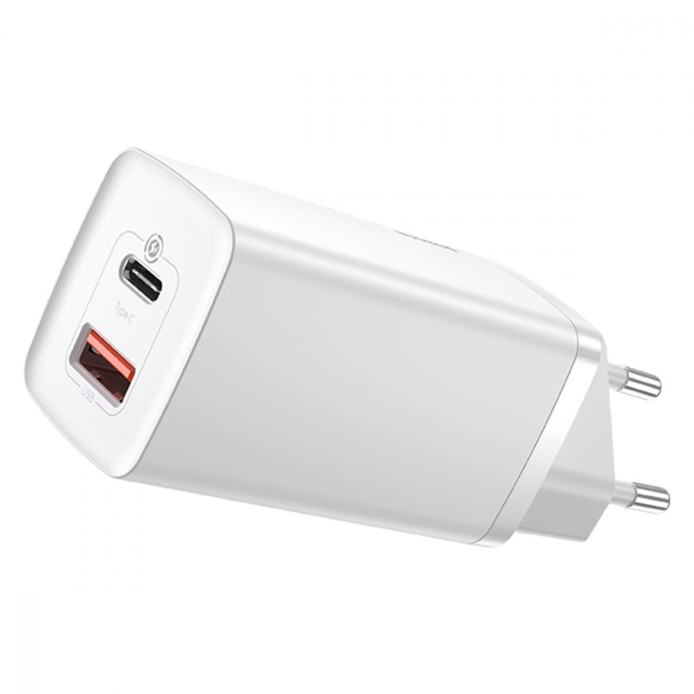 МЗП Baseus GaN2 Lite Quick Charger 65W 1 Type-C + 1 USB Білий