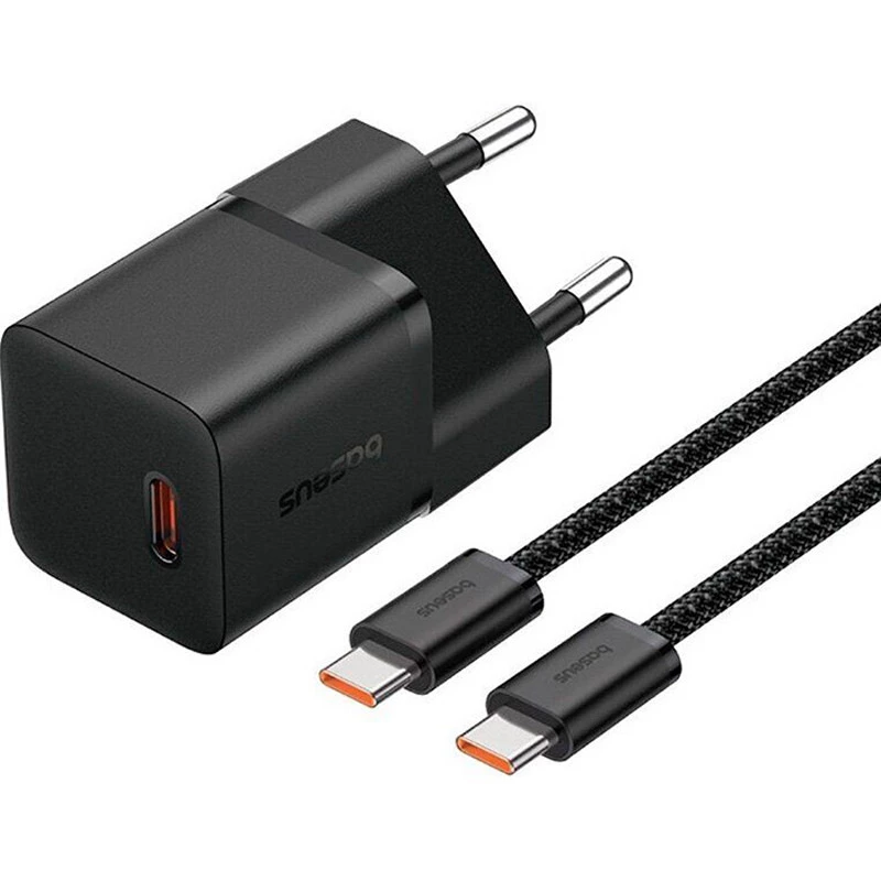 МЗП Baseus GaN5 Fast Charger (mini) 1C 25W + Type-C to Type-C (P10110909113) (Cluster Black)