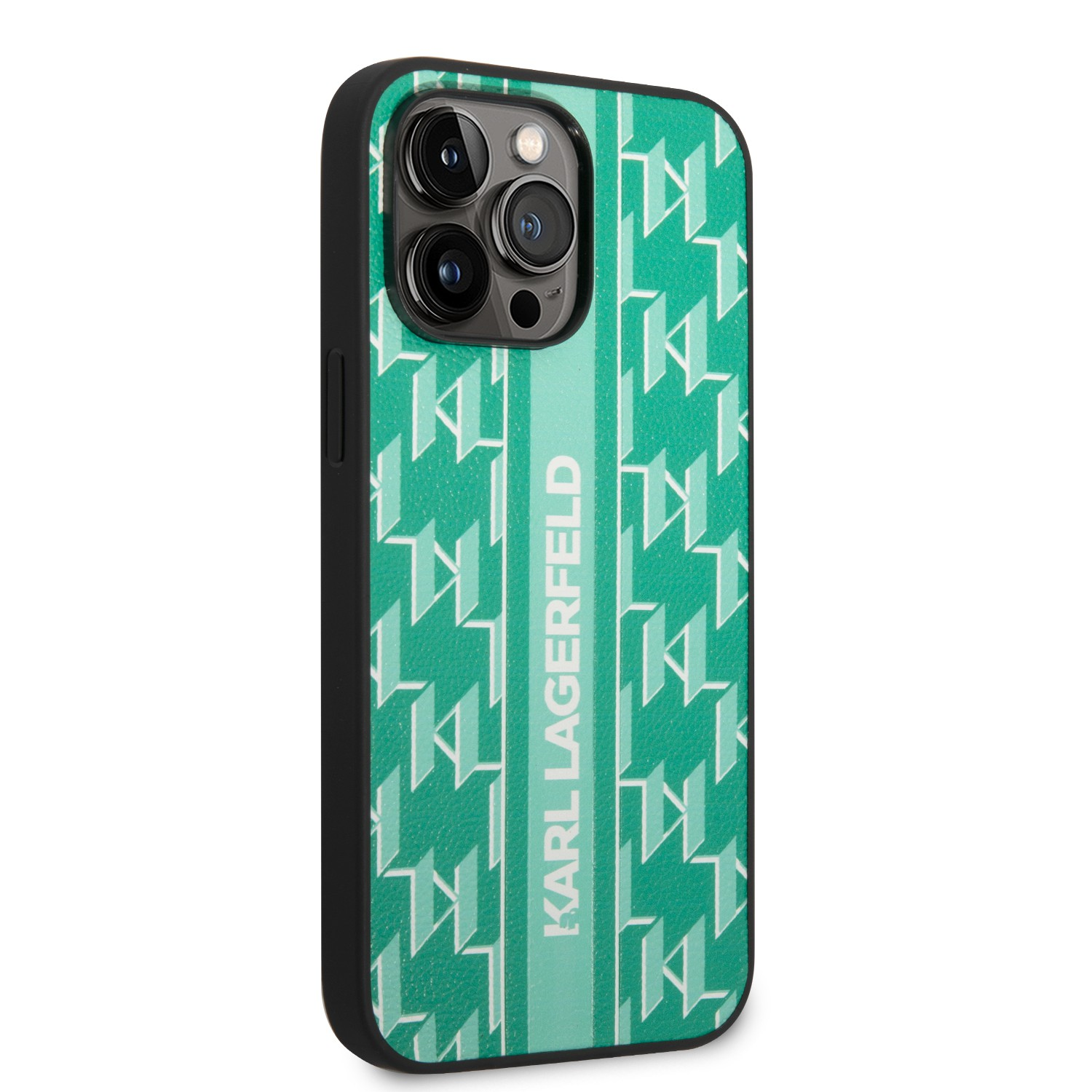 Чохол Karl Lagerfeld Grained PU Leather Monogram Pattern&Vertical Logo Strip iPhone 14 Pro Max Green