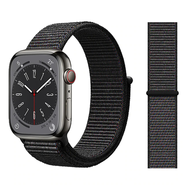 Ремінець Nylon для Apple Watch 42/44/45/49mm - Black Red