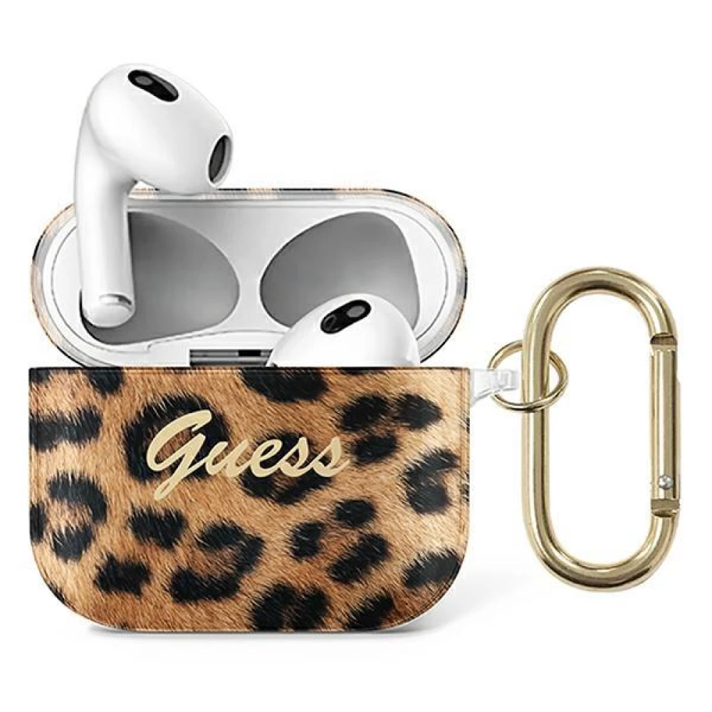 Чохол Guess TPU Shinny Leopard Case for Airpods 3 Gold