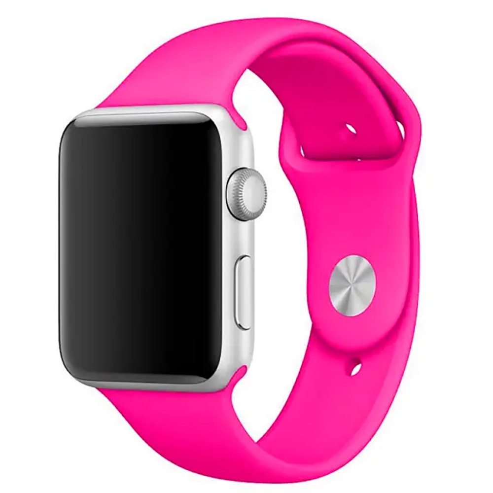 Силіконовий Ремінець для Apple Watch Sport Band 42/44/45/49mm (S/M&M/L) - (Рожевий/Bright Pink)