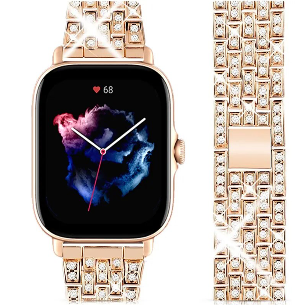 Ремінець металевий для годинника Apple Watch 38/40/41mm стрази rhinestones №1 (Gold)