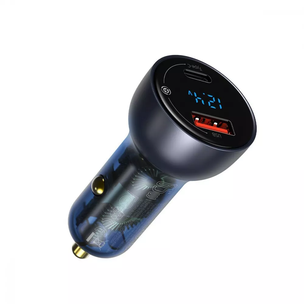 АЗП Baseus Particular Digital Display PPS Dual Quick Charger 65W USB + Type-C (сірий)