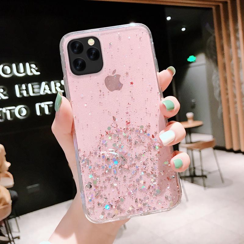 Чохол Star Glitter для Apple iPhone 12/12 Pro (прозорий/рожевий)