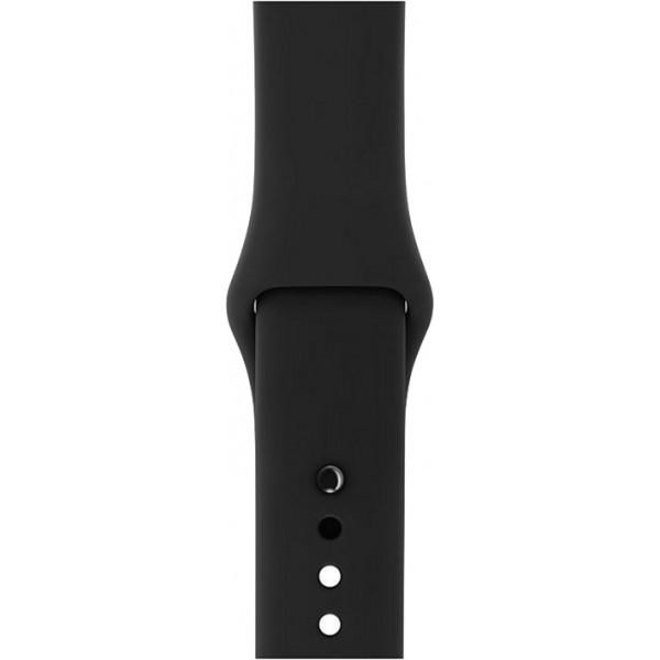 Силіконовий Ремінець для Apple Watch Sport Band 42/44mm (S/M & M/L) - (Чорний / Black)