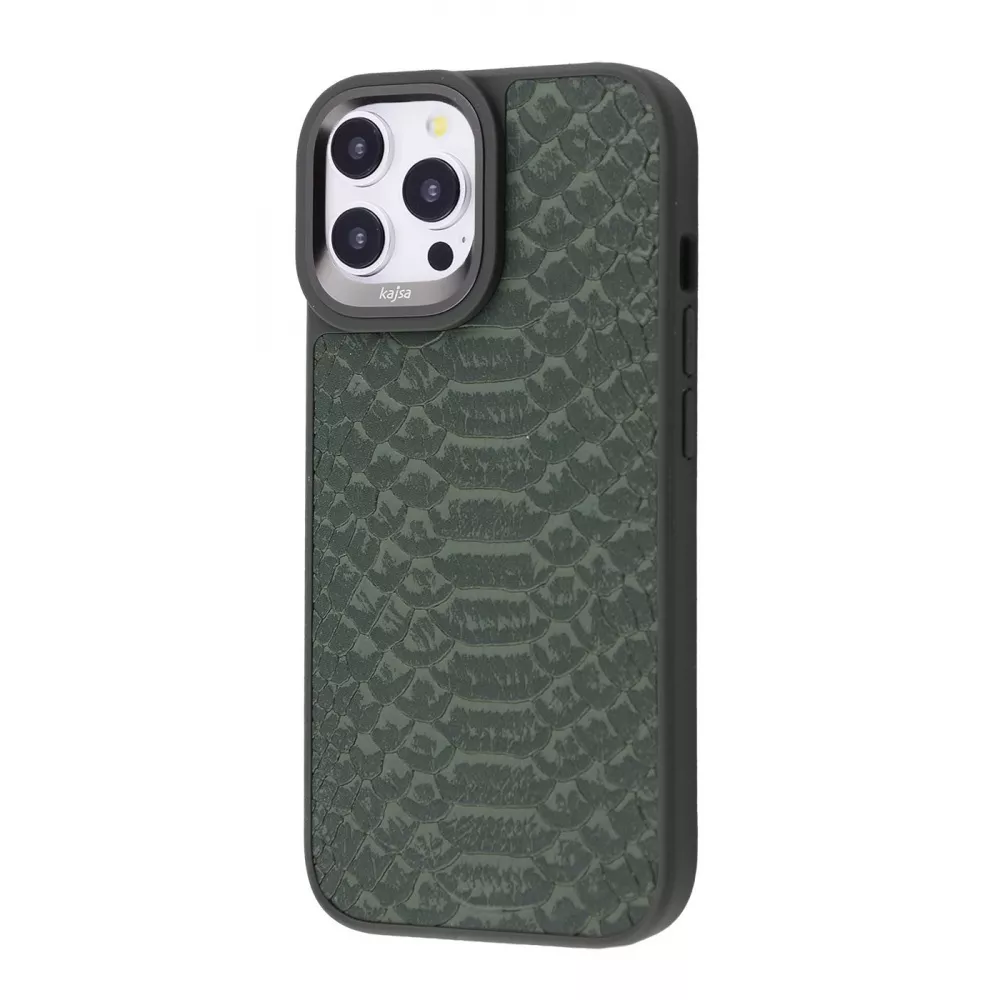 Чохол Kajsa Snake Pattern iPhone 15 Pro Max (оливковий)