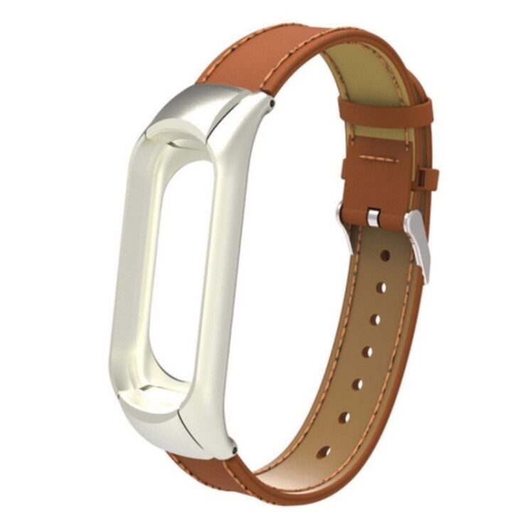 Strap Leather Band Mi Band 3 - Brown