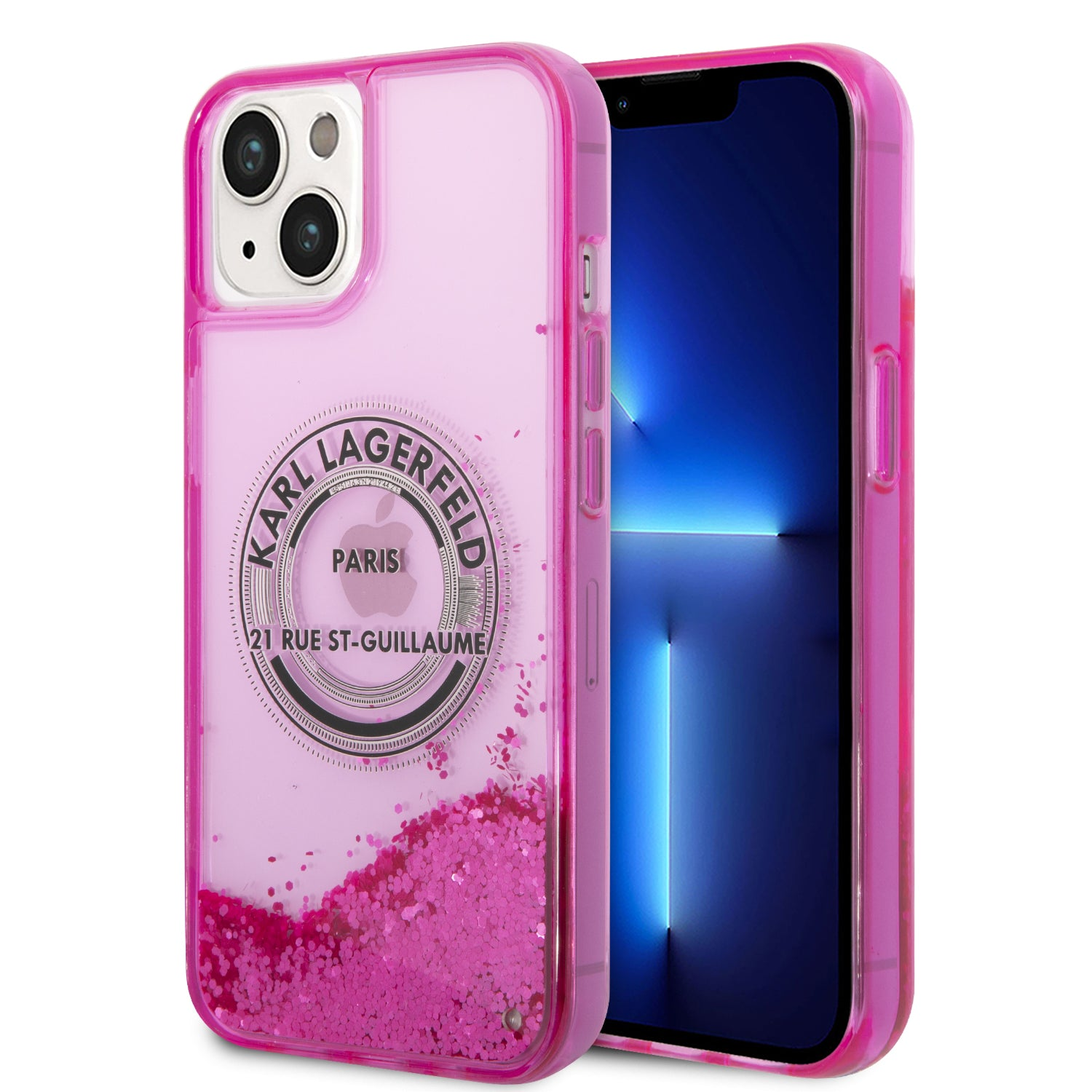 Чохол Karl lagerfeld Liquid Glitter Case Round Rsg Logo For iPhone 14 Pro Pink