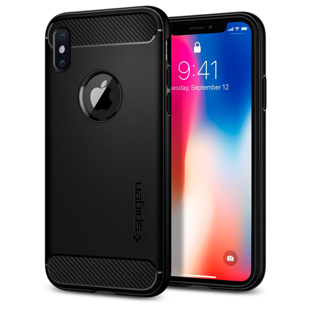 Чохол бампер Spigen Case Rugged Armor for iPhone X Matt Black (057CS22125)