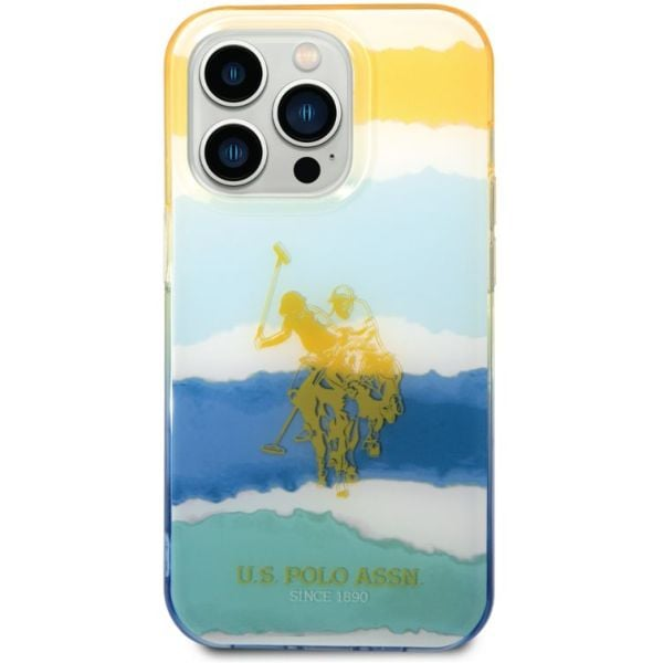 Чохол USPA PC/TPU Case With Blurred Stripes & Horse Logo For iPhone 14 Pro Max yellow