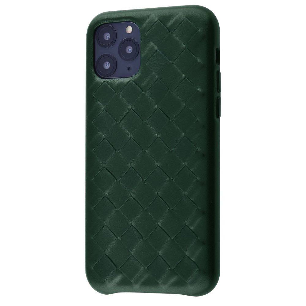 Чохол Natural Leather Weaving для iPhone 11 - Forest green