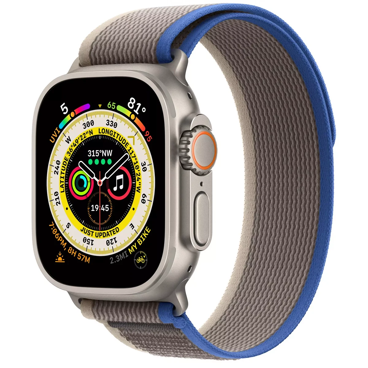 Смарт годинник Apple Watch Ultra GPS+Cellular, 49mm Titanium Case with Blue/Gray Trail Loop M/L