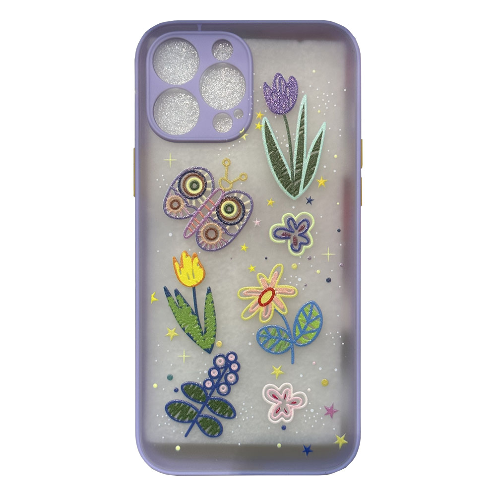 Чохол Anomaly Floral Design для iPhone 13 Pro Max Transparent (фіолетовий)