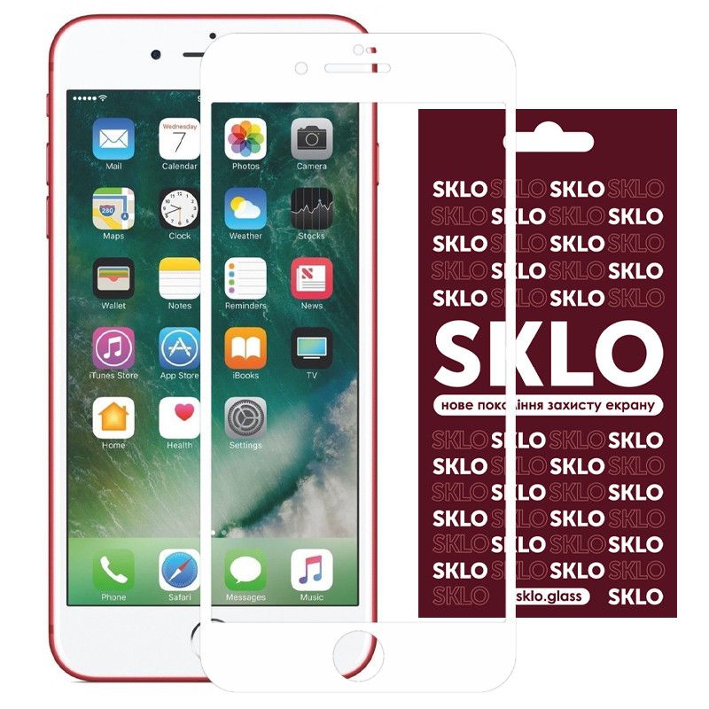 Захисне Скло SKLO 3D (full glue) for Apple iPhone 7 Plus/8 Plus (5.5) (Білий)