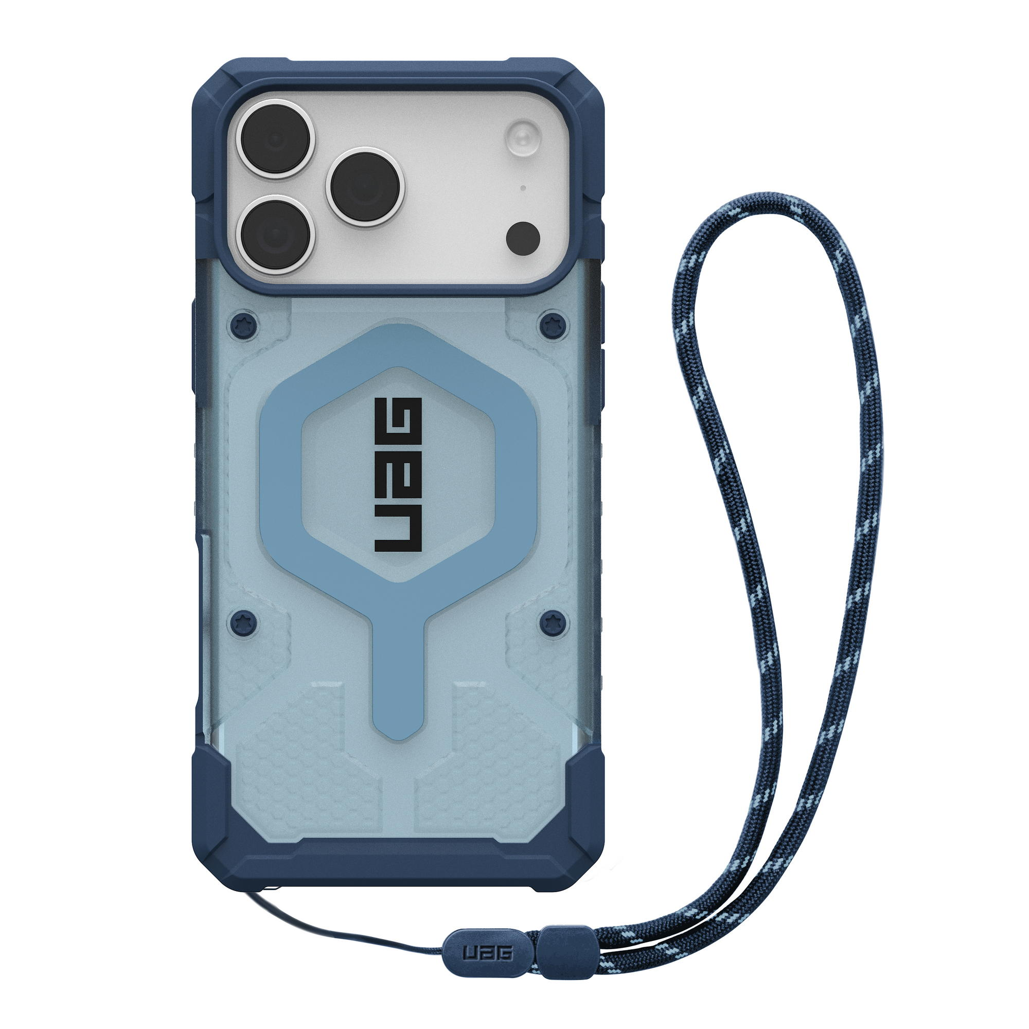 Чохол+ремінець UAG для iPhone 17 Pro, Pathfinder Clear MagSafe Bundle, Blues Lanyard