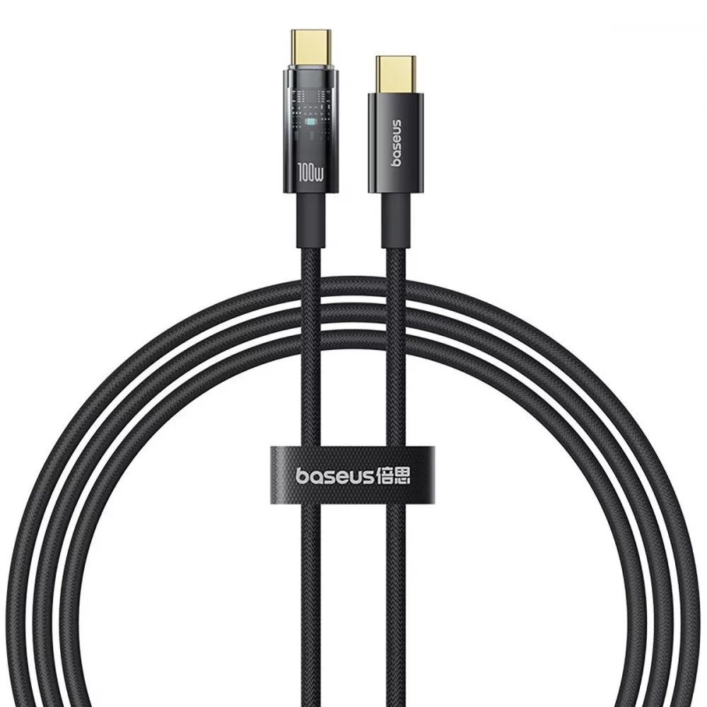 Кабель Baseus Explorer Series Auto Power-Off Type-C to Type-C 100W (2m) (чорний)