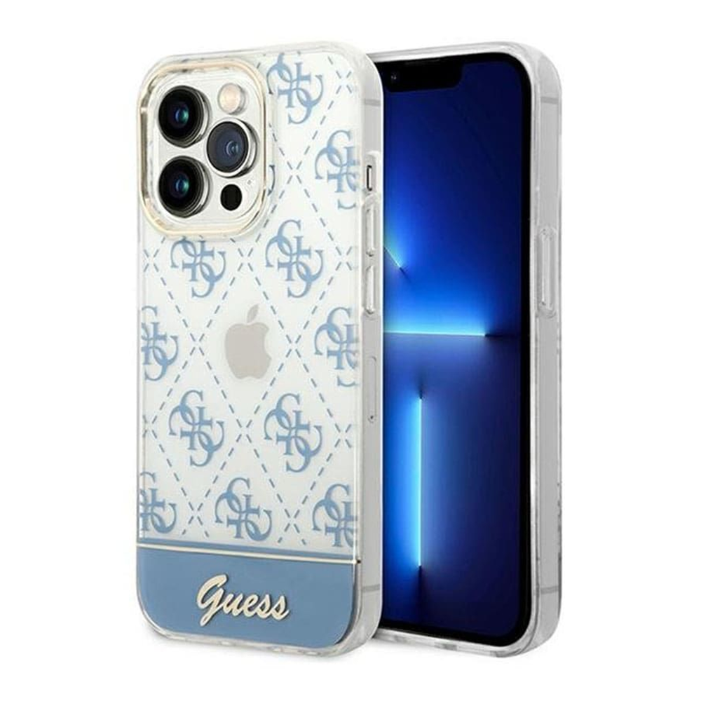 Чохол Guess 4G Electro Script Hard Case for iPhone 14 Pro Blue