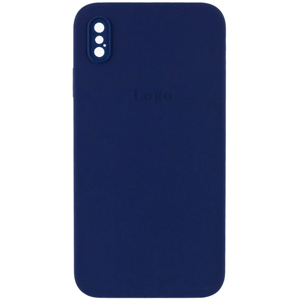 Чохол Silicone Case Square Full Camera Protective (AA) для Apple iPhone XS (Синій/Midnight Blue)