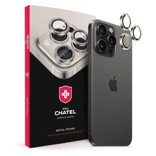 Лінза на камеру +NEU Chatel Metal Frame Lens Protector Glass for iPhone 16 Pro/16 Pro Max Natural G