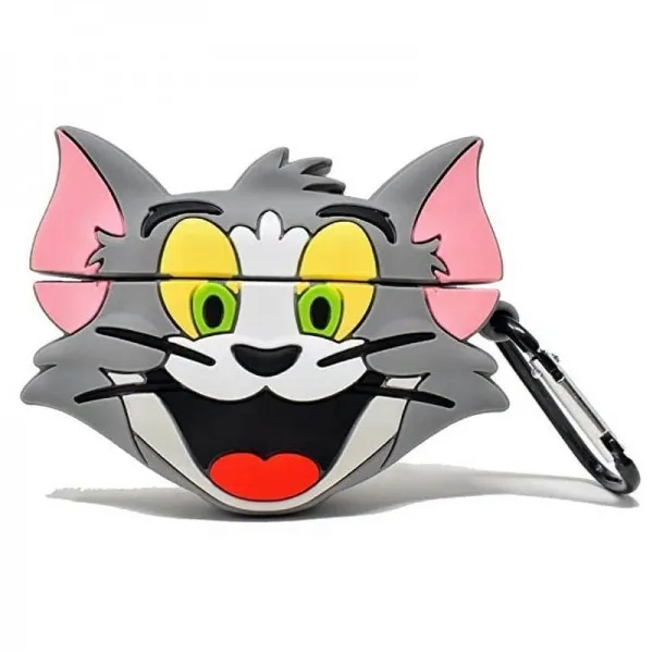 Силіконовий футляр Tom&Jerry series для навушників AirPods Pro + карабін (Том сірий)