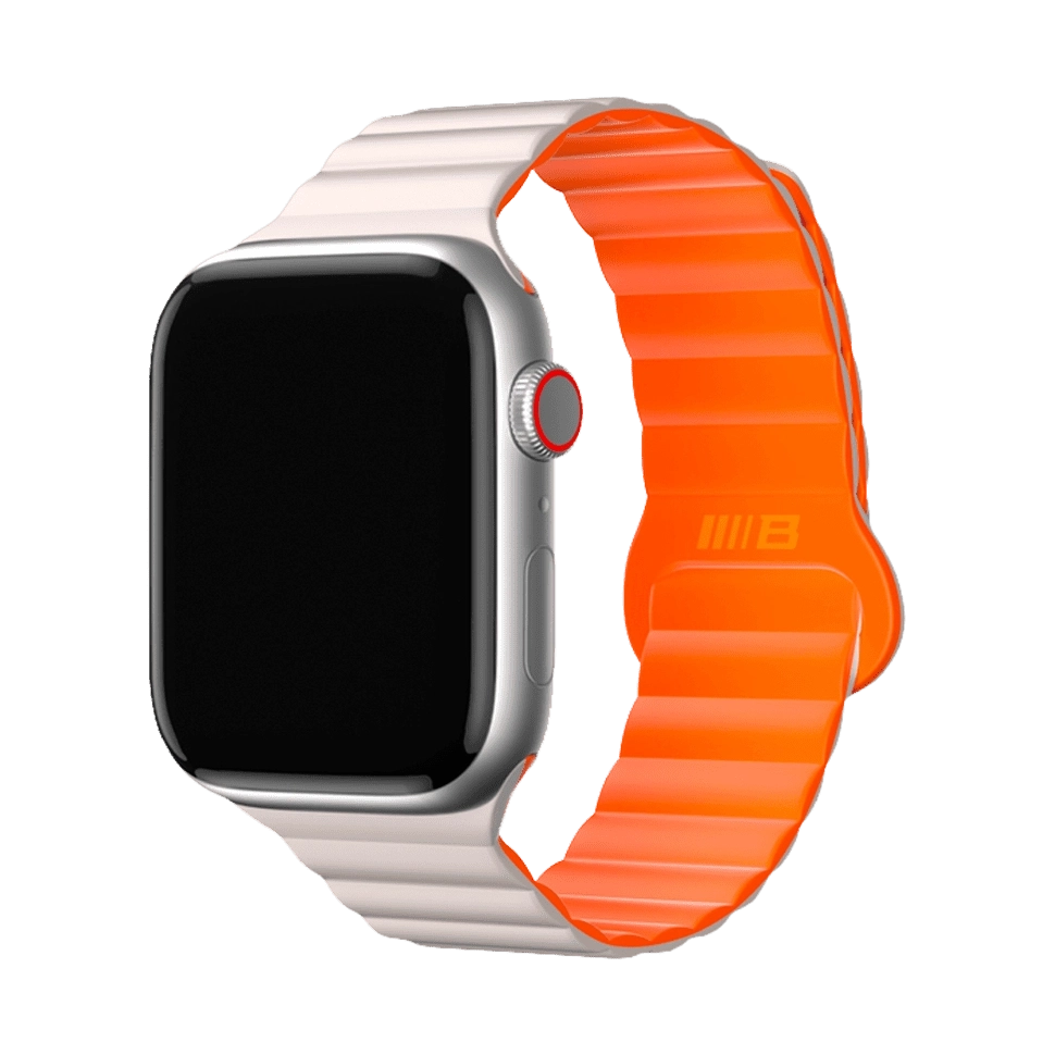 Ремінець Blueo Magnetic Silicone Watch Band 42/44/45/49 mm White/Orange