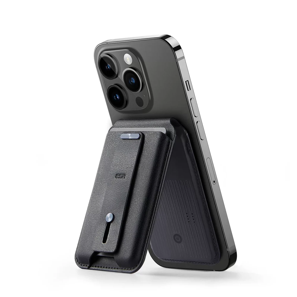 Шкіряний чохол-гаманець із підставкою ESR HaloLock Geo Wallet Stand MagSafe Black для iPhone